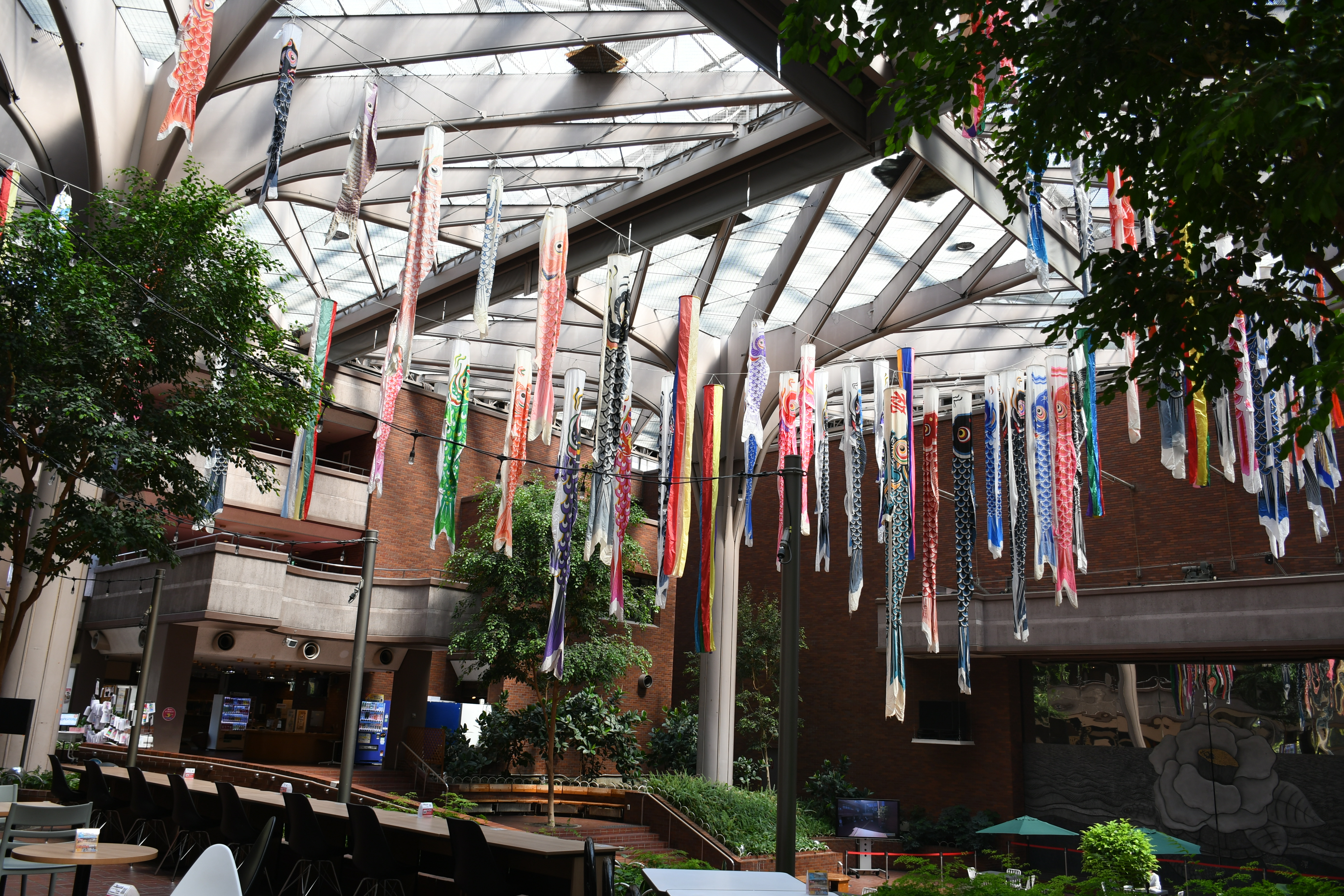 画像　鯉のぼり吹き流し展示（昨年の様子）