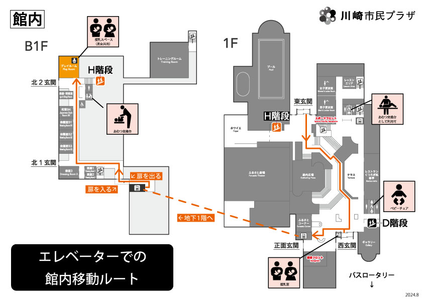 画像 エレベーターでの館内移動ルート